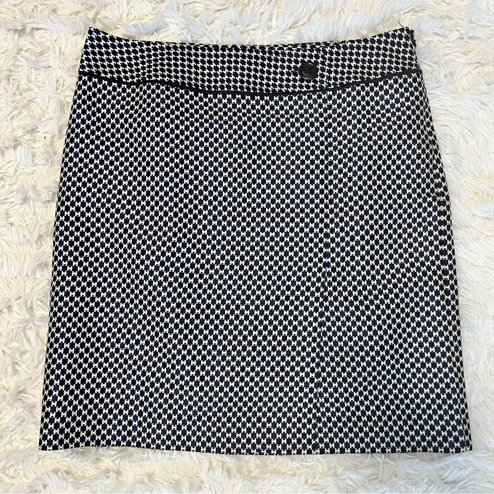 Ann Taylor Women's Black and Blue Plaid Pencil Office Skirt Size 10-Fall Winter